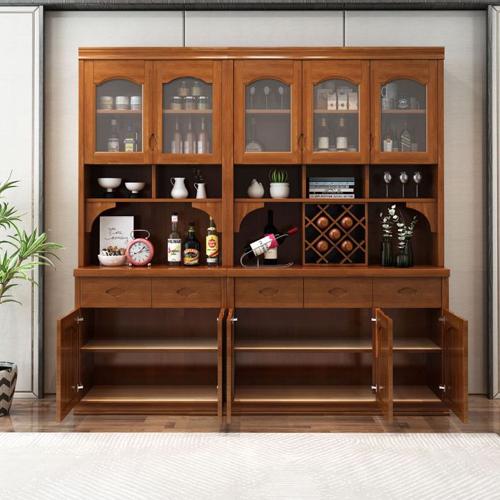 Moderne porte da pranzo in legno di gomma porte in vetro a buffet con cassetti per soggiorno