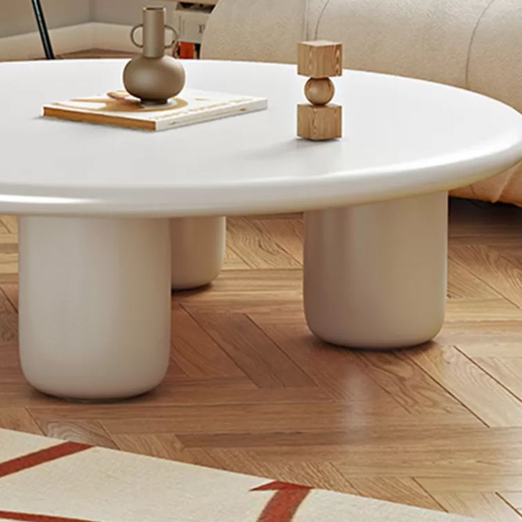Round Wood Simple Coffee Table Nordic 4 Legs Cocktail Table - 13.8" H