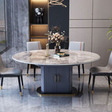 Extendable Round Dining Table Modern Adjustable Sintered Stone Top Table with Storage Pedestal Clearhalo ' dining_table' 'Dining Tables & Seating' 'Dining Tables' 'furn' 'furn_dining_table' 'Furniture' 'furniture_dining_table' 'Kitchen & Dining Furniture' 'kitchen&dining_furn' 'kitchen' 'kitchen_dining_table' 1200x1200_c760a4ca-8929-4289-bee5-b3744fcb3bf4