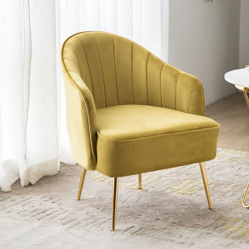 24.4"Wide Velvet Sloped Arms Barrel Chair with Basic Four Legs and Sewn Pillow Back Clearhalo 'Accent Chairs' 'accent_chairs' 'Chairs & Seating' 'furn' 'furn_accent_chairs' 'Furniture' 'furniture_accent_chairs' 'Living Room Furniture' 1200x1200_c7611701-9794-4c9a-8baa-7ce6c569a048