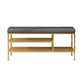 Metal Cushioned Bench Modern Seating Bench with Shelves for Entryway Clearhalo 'Benches' 'Chairs & Seating' 'furn' 'furn_benches' 'Furniture' 'Living Room Furniture' 1200x1200_c761e1ed-4f0a-4340-92d3-9196c8ba33da