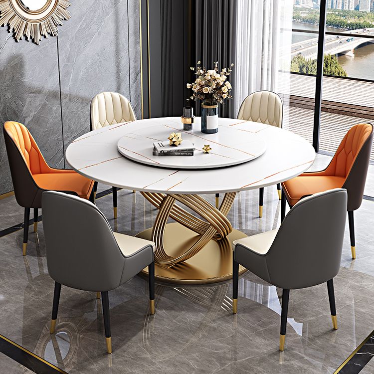 Traditional Luxury Dining Table Round Convertible Dining Table with Pedestal