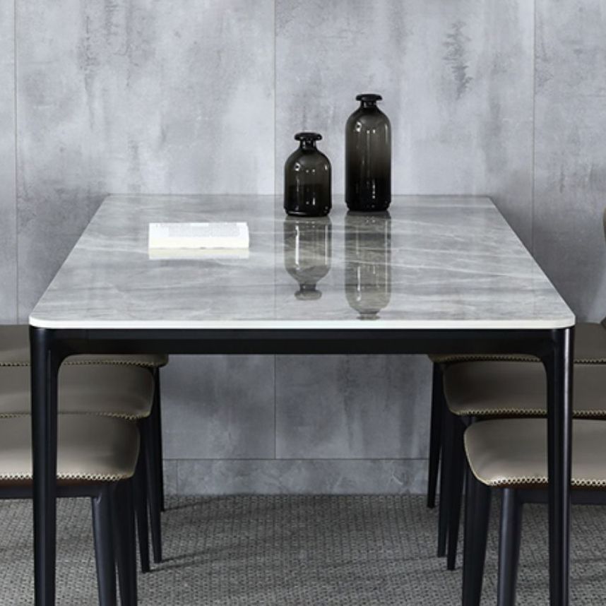 Modern Style Sintered Stone Dining Table Gray Rectangle Table with 4 Legs Clearhalo ' dining_table' 'Dining Tables & Seating' 'Dining Tables' 'Furniture' 'furniture_dining_table' 'Kitchen & Dining Furniture' 'kitchen&dining_furn' 'kitchen' 'kitchen_dining_table' 1200x1200_c76344c2-a2a4-4054-a714-11143dac3c45