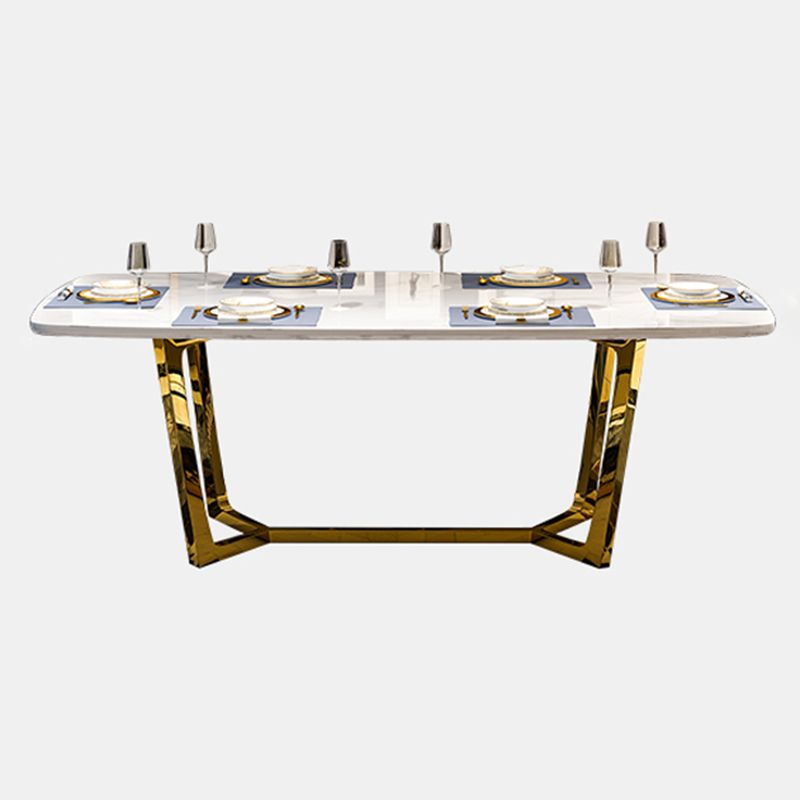 Metal Traditional Luxury Rectangle Indoor Table Sintered Stone Table with Trestle Base Clearhalo ' dining_table' 'Dining Tables & Seating' 'Dining Tables' 'furn' 'furn_dining_table' 'Furniture' 'furniture_dining_table' 'Kitchen & Dining Furniture' 'kitchen&dining_furn' 'kitchen' 'kitchen_dining_table' 1200x1200_c764b1b5-6807-4df9-b224-616ec7a8b3d2