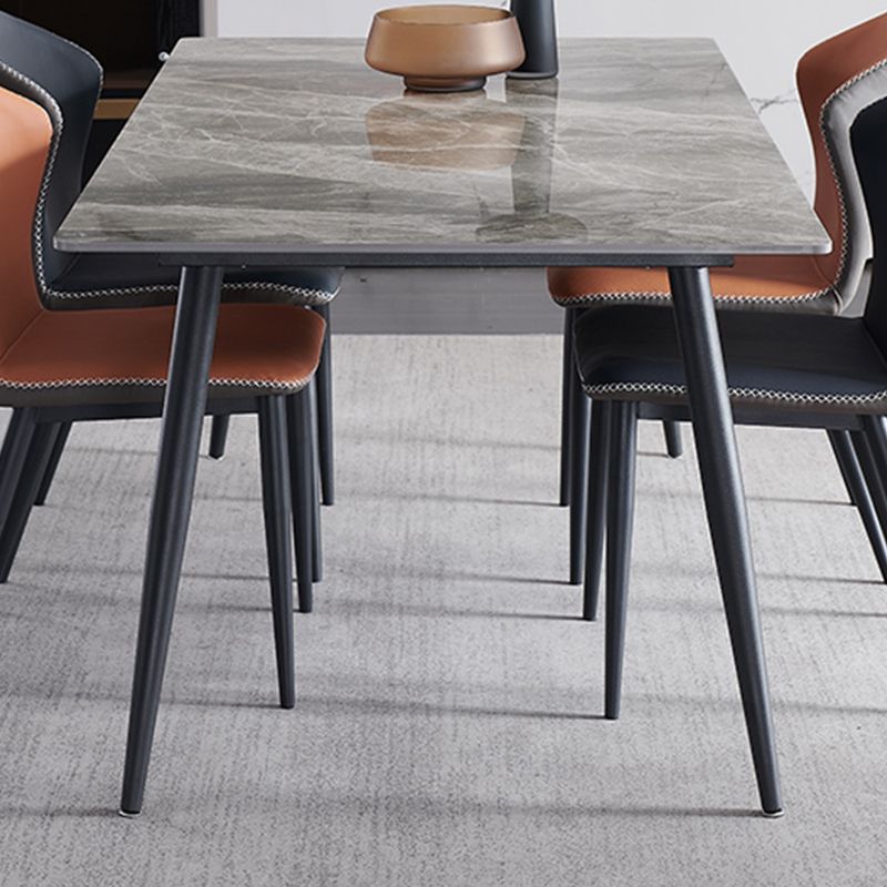 Metal Industrial Rectangle Dining Table Sintered Stone Top Indoor Table with Black Legs Clearhalo 'Dining Tables & Seating' 'Dining Tables' 'dining_table' 'furn' 'furn_dining_table' 'Furniture' 'furniture_dining_table' 'Kitchen & Dining Furniture' 'kitchen' 'kitchen_dining_table' 1200x1200_c767bf8a-374a-4035-b8bc-587a7face237