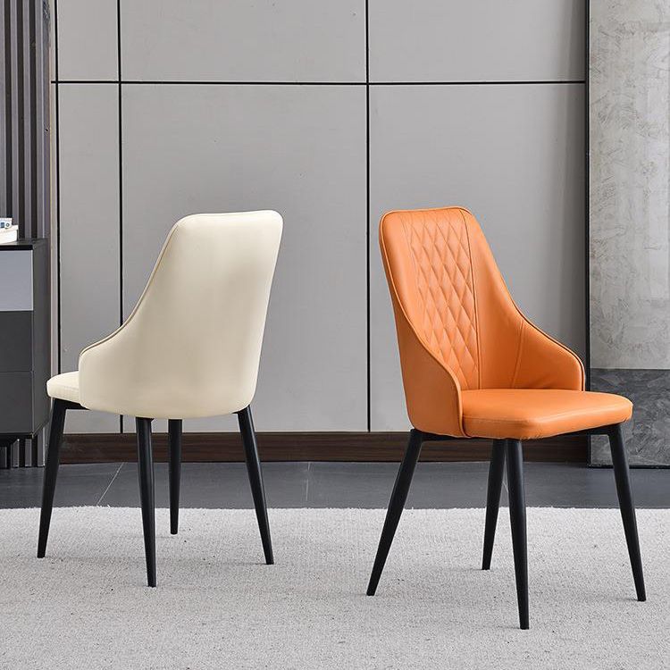 Contemporary Faux Leather Dining Chairs Metal Parsons Side Chair Clearhalo 'Dining Chairs' 'Dining Tables & Seating' 'dining_chair' 'furn' 'furn_dining_chair' 'Furniture' 'Kitchen & Dining Furniture' 1200x1200_c76835a7-1e14-4209-a868-6d78561f09d5
