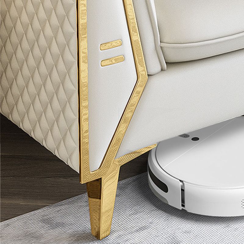 Contemporary Genuine Leather Cushions Sofa 36.61"High Pillow Top Arm Sofa,White Clearhalo 'furn' 'furn_sectionals' 'Furniture' 'furniture_sectionals' 'kitchen' 'kitchen_sectionals' 'Living Room Furniture' 'Sectionals' 1200x1200_c768ce5f-e5a0-4053-bc85-680b14ce41fe