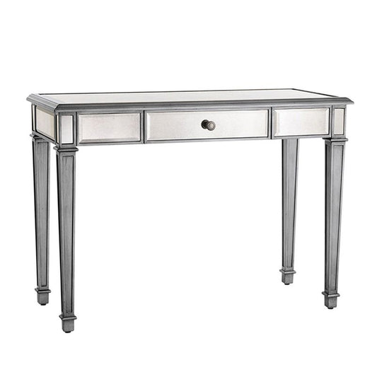 Sliver tocador con 3 cajones de almacenamiento tocador de maquillaje de vidrio, 17.71 "de ancho