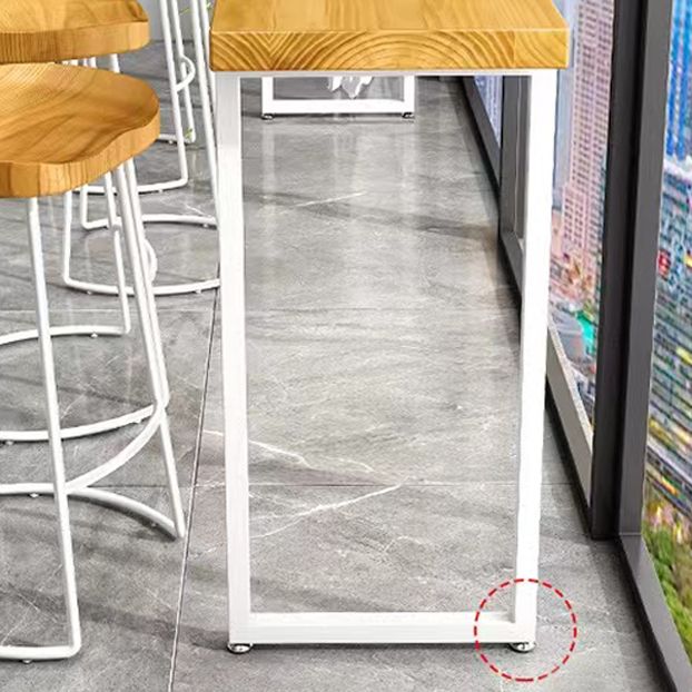 Modern White Iron Bar Dining Table Rectangle Pine Wood Indoor Bistro Table Clearhalo 'Bar Furniture' 'Bar Tables' 'bar_tables' 'furn' 'furn_bar_tables' 'Furniture' 'furniture_bar_tables' 'Kitchen & Dining Furniture' 1200x1200_c76be111-7301-47a0-8530-060fd73690aa