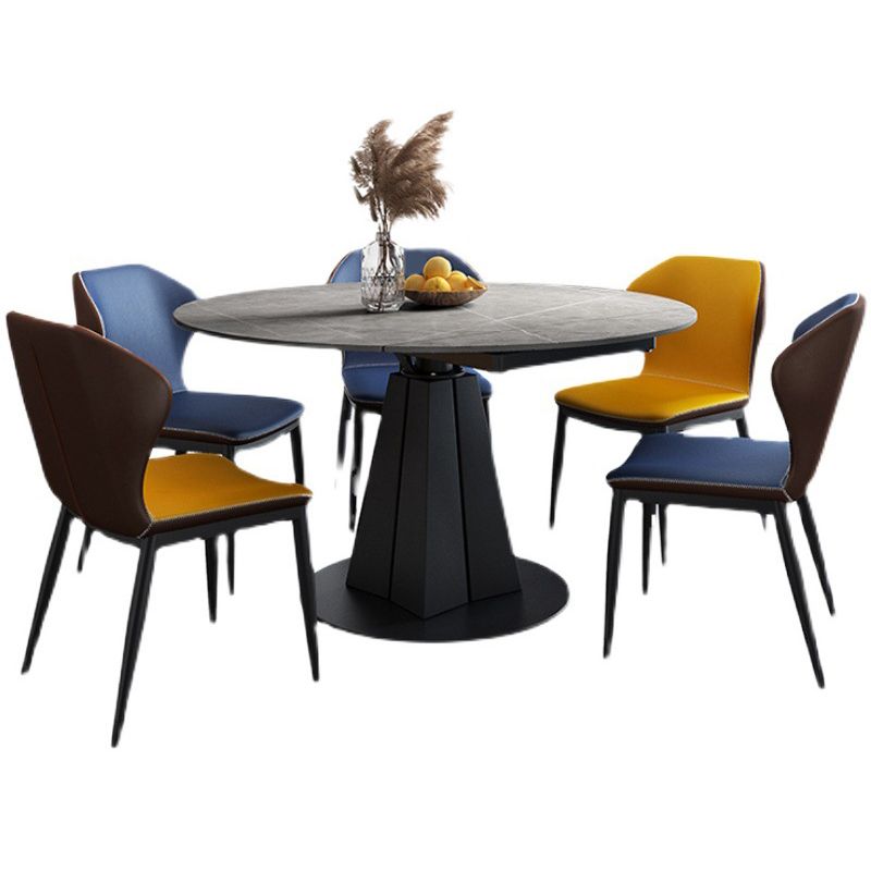 Modern Style Sintered Stone Dining Room Table Round Home Table with Metal Base Clearhalo ' dining_table' 'Dining Tables & Seating' 'Dining Tables' 'Furniture' 'furniture_dining_table' 'Kitchen & Dining Furniture' 'kitchen&dining_furn' 'kitchen' 'kitchen_dining_table' 1200x1200_c76be39e-c1e3-4918-a499-93511c9b03ab