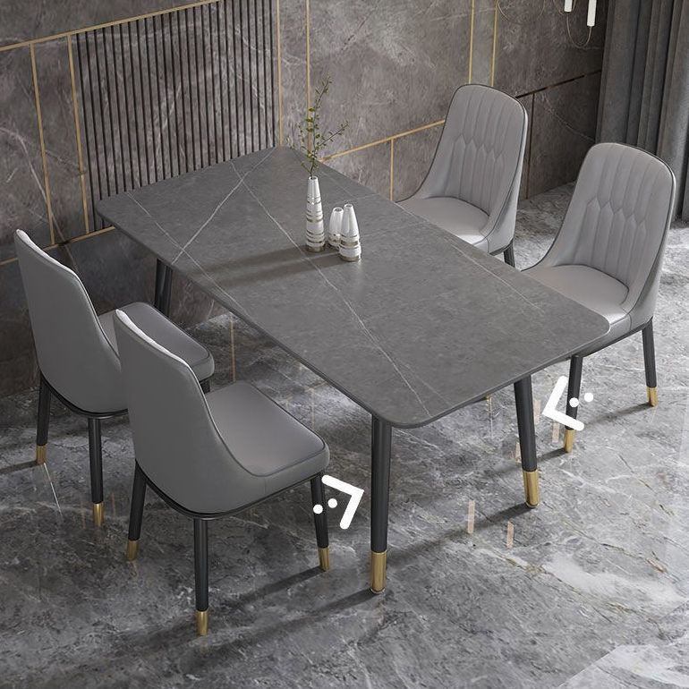 Rectangular Sintered Stone Dining Table Luxury Furniture with 4 Legs in Matte Finish Home Clearhalo 'Dining Tables & Seating' 'Dining Tables' 'dining_table' 'furn' 'furn_dining_table' 'Furniture' 'Kitchen & Dining Furniture' 1200x1200_c76c4eed-a5e1-4dfa-9678-5d82efc263a1