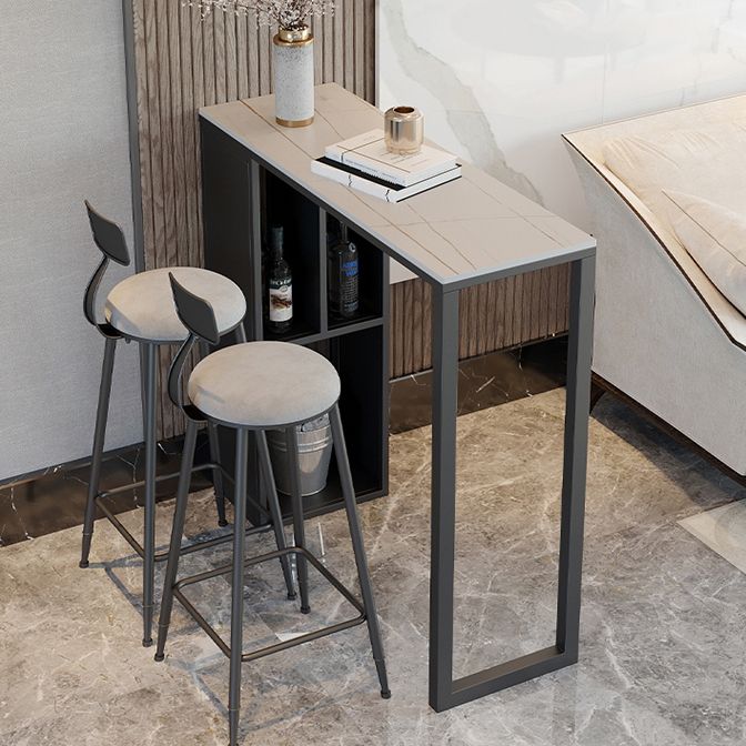 Dining Room Marble Counter-height Pub Table Rectangle Double Pedestal Bar Table Clearhalo 'Bar Furniture' 'Bar Tables' 'bar_tables' 'furn' 'furn_bar_tables' 'Furniture' 'furniture_bar_tables' 'Kitchen & Dining Furniture' 'kitchen&dining_furn' 'kitchen' 1200x1200_c76d8367-608b-4d37-86d2-cbc057b23905