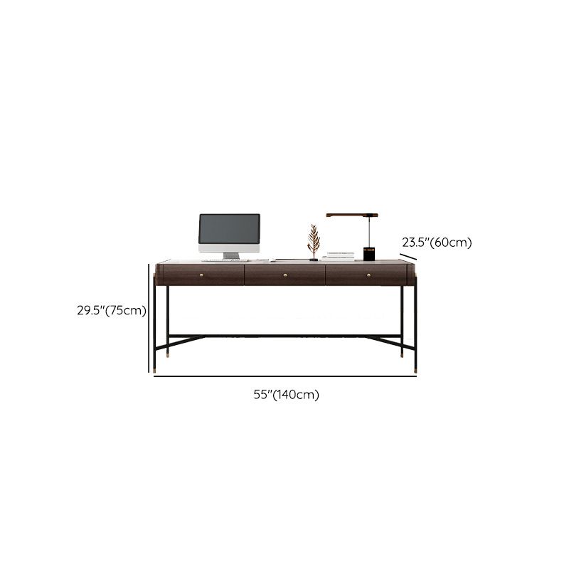 グラム長方形のライティングデスクストーンオフィスデスク3つの引き出し付き