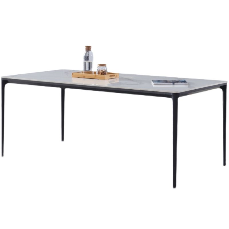 Rectangle 4 Legs Modern Dining Table Two-Color Fixed Table with Sintered Stone Clearhalo ' dining_table' 'Dining Tables & Seating' 'Dining Tables' 'furn' 'furn_dining_table' 'Furniture' 'furniture_dining_table' 'Kitchen & Dining Furniture' 'kitchen&dining_furn' 'kitchen' 'kitchen_dining_table' 1200x1200_c76f1cf2-662a-4220-8f06-000030003424