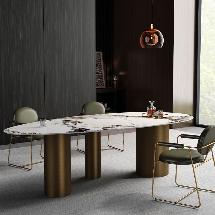 Metal Traditional Luxury Oval Dining Table Sintered Stone Table for Kitchen and Dining Room Clearhalo ' dining_table' 'Dining Tables & Seating' 'Dining Tables' 'furn' 'furn_dining_table' 'Furniture' 'furniture_dining_table' 'Kitchen & Dining Furniture' 'kitchen&dining_furn' 'kitchen' 'kitchen_dining_table' 1200x1200_c76f27e9-4f4e-4401-adc7-123c74d42650