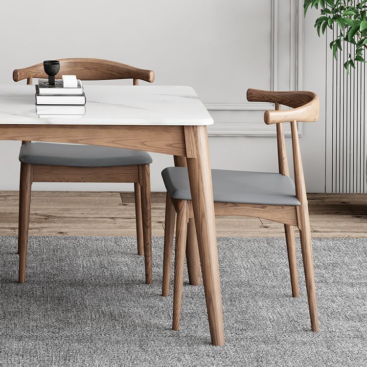 Medieval Modern Sintered Stone Table Kitchen Rectangle White Top Table with 4 Wood Legs Clearhalo ' dining_table' 'Dining Tables & Seating' 'Dining Tables' 'furn' 'furn_dining_table' 'Furniture' 'furniture_dining_table' 'Kitchen & Dining Furniture' 'kitchen&dining_furn' 'kitchen' 'kitchen_dining_table' 1200x1200_c76f4fd2-8349-449d-9b63-9f8c50982e97