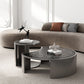Glass Top Coffee Table Round Nesting Coffee Table Set with Grey Legs Clearhalo 'Coffee & Accent Tables' 'Coffee Tables' 'coffee_tables' 'furn' 'furn_coffee_tables' 'Furniture' 'Living Room Furniture' 1200x1200_c77080e8-0ba0-4775-93fa-29636aa9b126