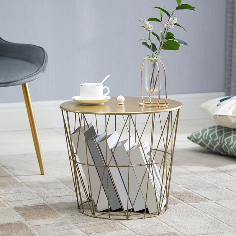 Contemporary Metal Round Top Coffee or End Table with Fram Base Clearhalo 'Coffee & Accent Tables' 'Coffee Tables' 'coffee_tables' 'furn' 'furn_coffee_tables' 'Furniture' 'Living Room Furniture' 1200x1200_c7710df5-51dc-4fcd-81ca-7dc248e809ae