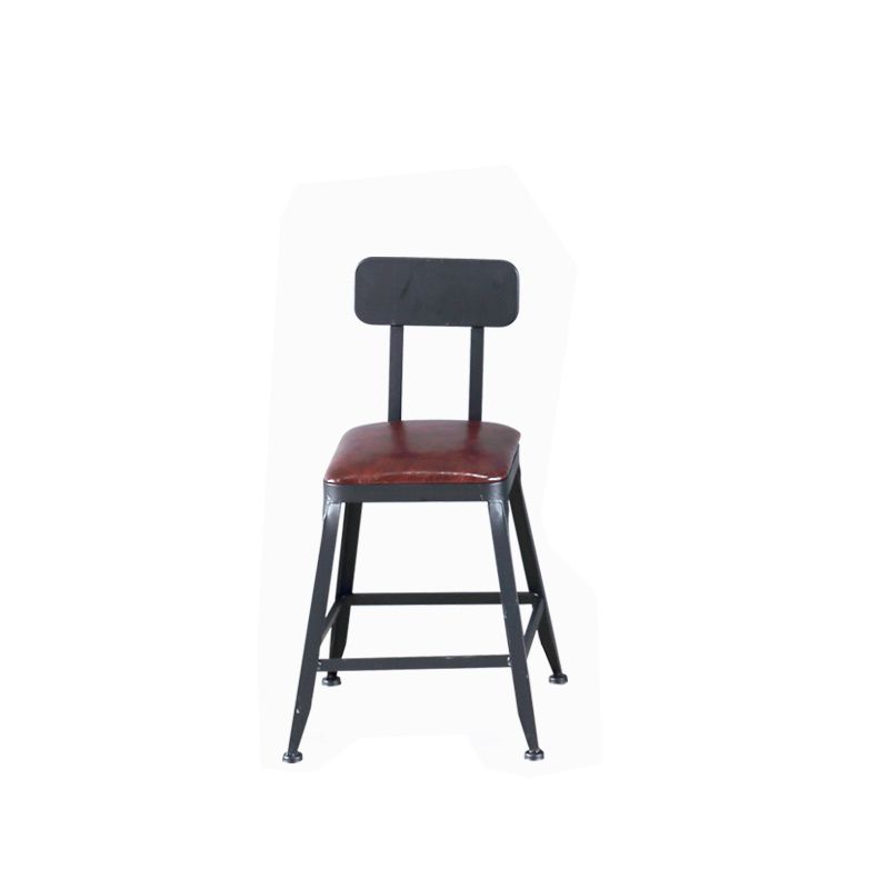 Industrial Armless Counter Stool Iron Cafe Bar Stool with Leather Cushion Clearhalo 'Bar Furniture' 'Bar Stools' 'bar_stools' 'furn' 'furn_bar_stools' 'Furniture' 'furniture_bar_stools' 'Kitchen & Dining Furniture' 1200x1200_c7733486-379b-4107-892b-308b826aa63d