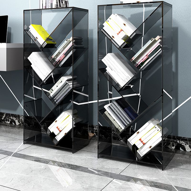 Open Back Standard Bookshelf Acrylic Bookcase with Rectangular Shelves