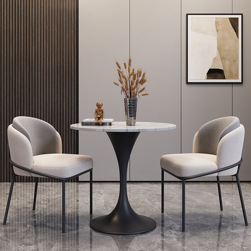 Modern White Sintered Stone Dining Table Kitchen Round Shape Dining Table with Tulip Base Clearhalo ' dining_table' 'Dining Tables & Seating' 'Dining Tables' 'furn' 'furn_dining_table' 'Furniture' 'furniture_dining_table' 'Kitchen & Dining Furniture' 'kitchen&dining_furn' 'kitchen' 'kitchen_dining_table' 1200x1200_c773f14d-31e7-4c6f-a2e5-fb6b216edcae