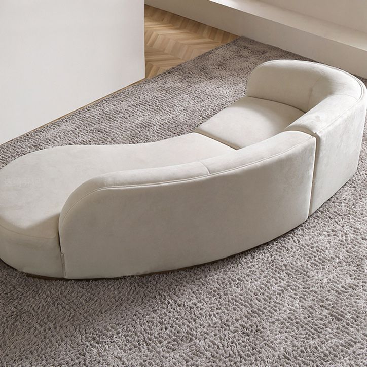 Moderno divano curvo da 30,70 "H White Wool Smoking per soggiorno