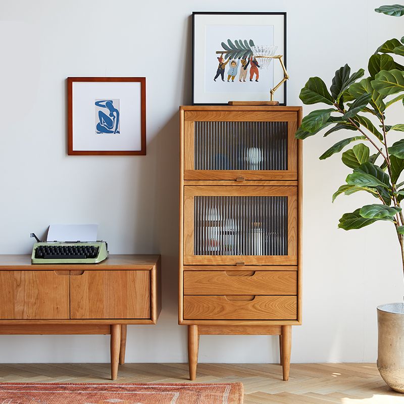 Water Resistant Storage Cabinet Solid Wood Glass Paned Cabinet Clearhalo 'Cabinets & Chests' 'cabinets_chests' 'furn' 'furn_cabinets_chests' 'Furniture' 'Living Room Furniture' 1200x1200_c7747fb2-db1d-40f4-a455-64d3873a2e6f