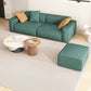 37" Wide Contemporary Sofa Leather Square Arm Green Standard Seating