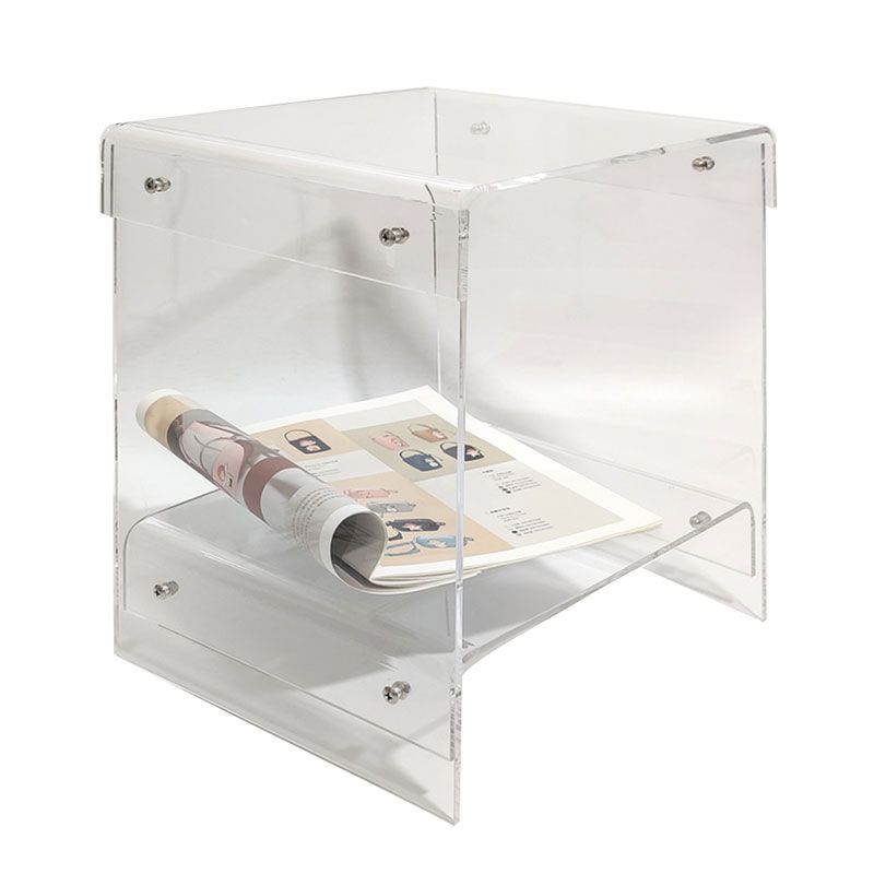 Plastic 2-Tier End Table Rectangular Corner Table for Living Room