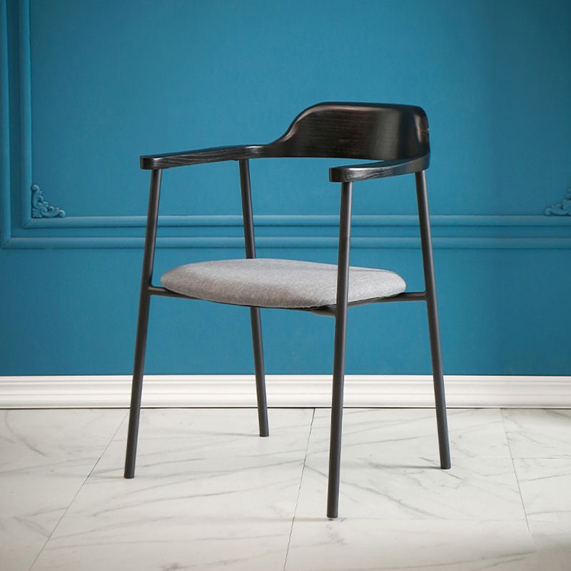 Modern Style Metal Arm Chair Open Back Dining Side Chair with Wood back Clearhalo 'Dining Chairs' 'Dining Tables & Seating' 'dining_chair' 'furn' 'furn_dining_chair' 'Furniture' 'furniture_dining_chair' 'Kitchen & Dining Furniture' 1200x1200_c77a3d11-9ac6-4dbf-afd7-f8d884d33fd9