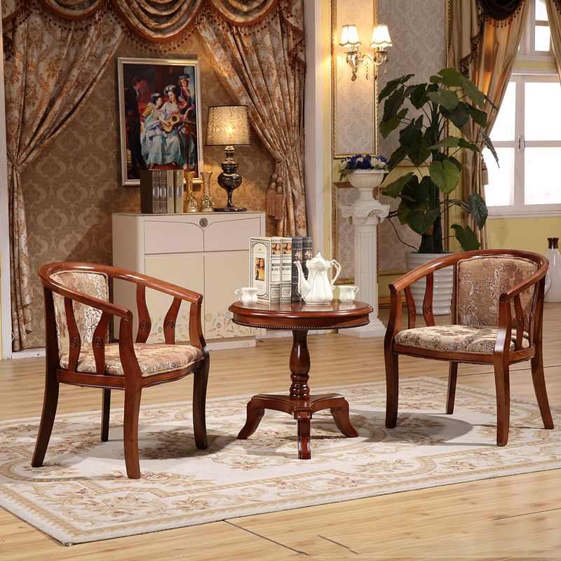 Silla de brazo de brazo de comedor de marco de madera maciza cubierta