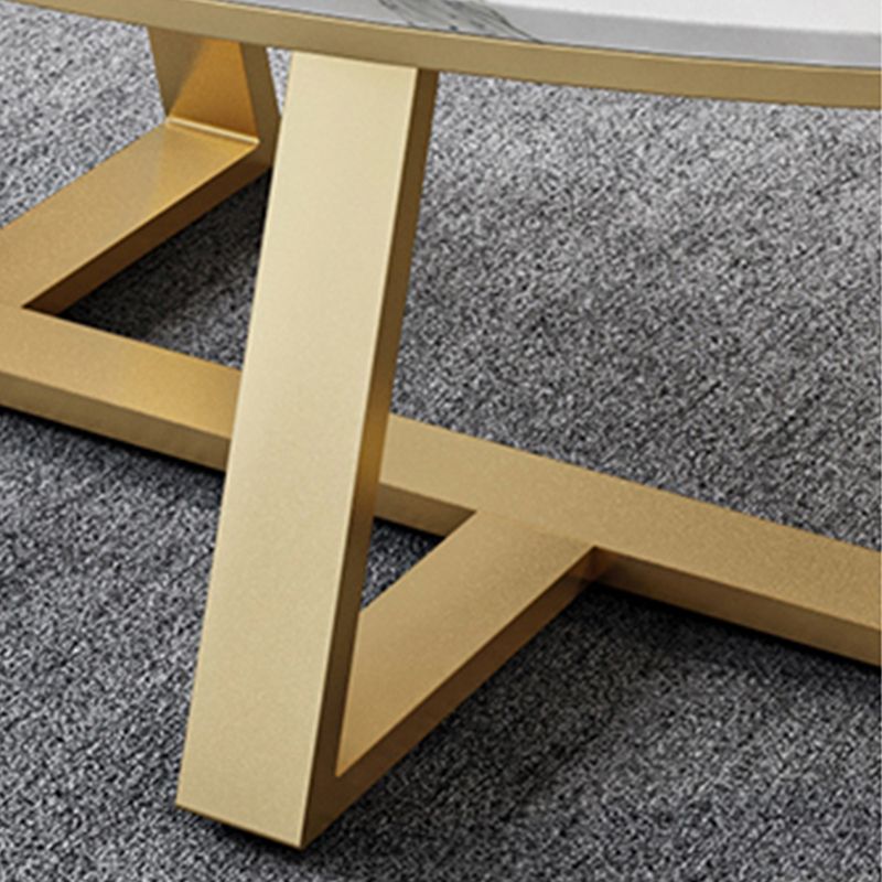 Slate Top Glam Cross Legs Coffee Table Oval Coffee Cocktail Table Clearhalo 'Coffee & Accent Tables' 'Coffee Tables' 'coffee_tables' 'furn' 'furn_coffee_tables' 'Furniture' 'Living Room Furniture' 1200x1200_c77ab728-7a31-4047-808c-acc961fee2f5