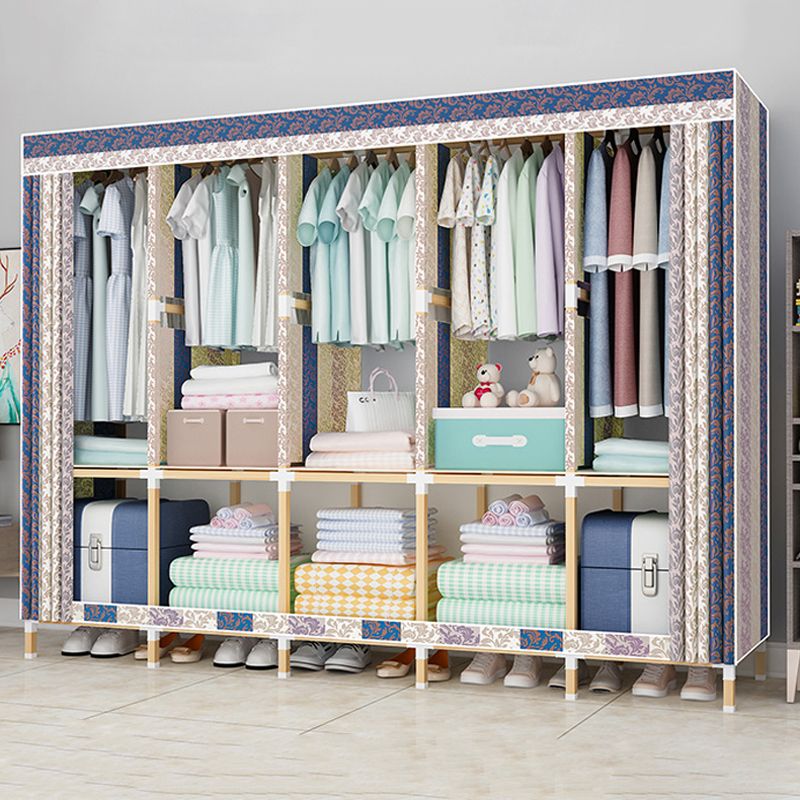 Contemporary Style Wardrobe Armoire Solid Wood Bedroom Wardrobe Closet with Shelves