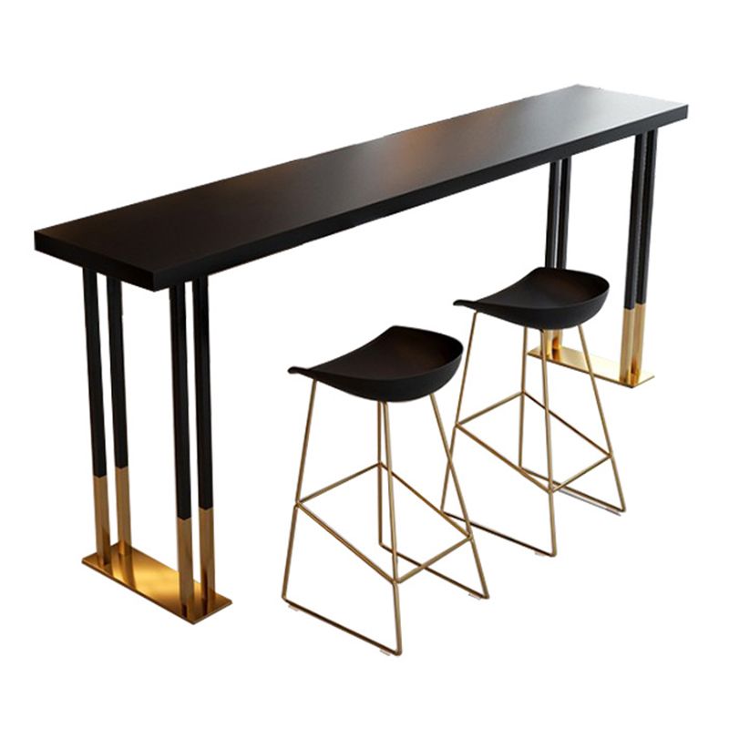 Glam Black Pub Table for Home Rectangle Pine Wood Top Bar Table