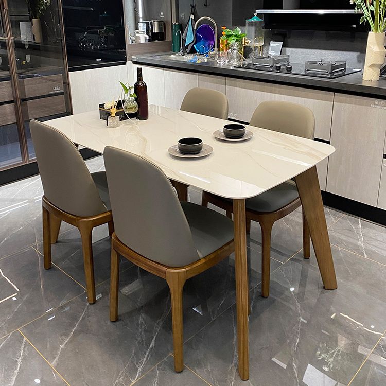 Tavolo da pranzo altezza standard minimalista set con 4 sedie da cucina imbottite