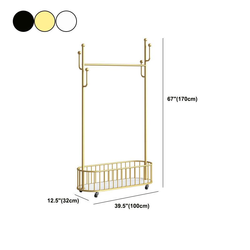 Glam Hall Stand Metal Shelving Hooks Included Free Standing Entry Hall Tree Clearhalo 'Entry & Mudroom Furniture' 'furn' 'furn_hall_tree_coat_racks' 'Furniture' 'Hall Trees & Coat Racks' 'hall_tree_coat_racks' 1200x1200_c7806f66-0514-4591-9b5c-5d9afa44ebae