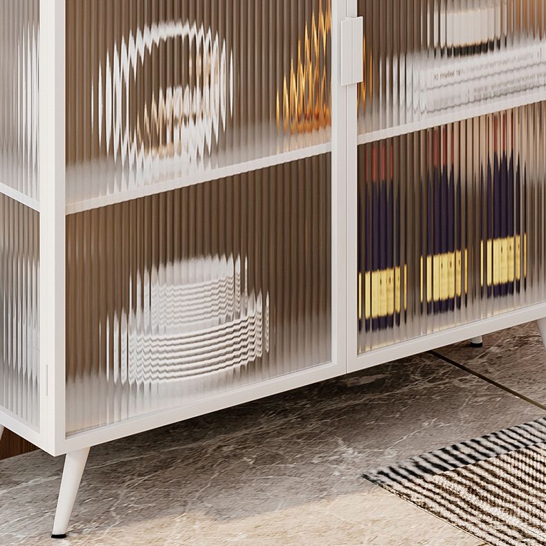 Polished Finish Metal Sideboard Glam Indoor Dining Server with Clear Glass Doors Clearhalo 'buffet_sideboard' 'Buffets & Sideboards' 'furn' 'furn_buffet_sideboard' 'Furniture' 'Kitchen & Dining Furniture' 1200x1200_c780fd9c-07f1-4f03-99db-e3e65e93ba6f