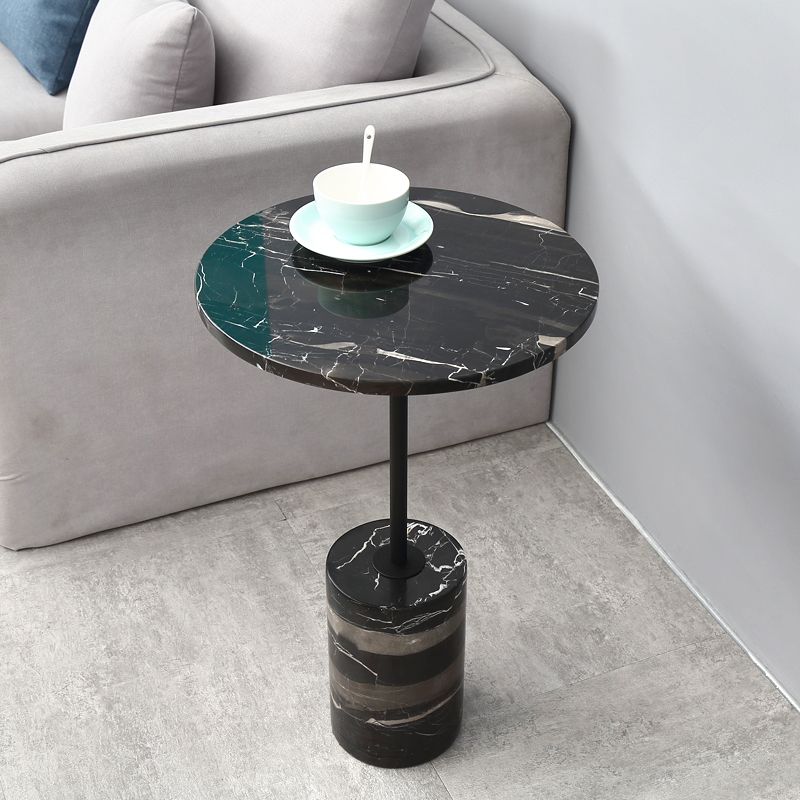 15.74" Wide Round Side Accent Table Marble Top Pedestal End Table