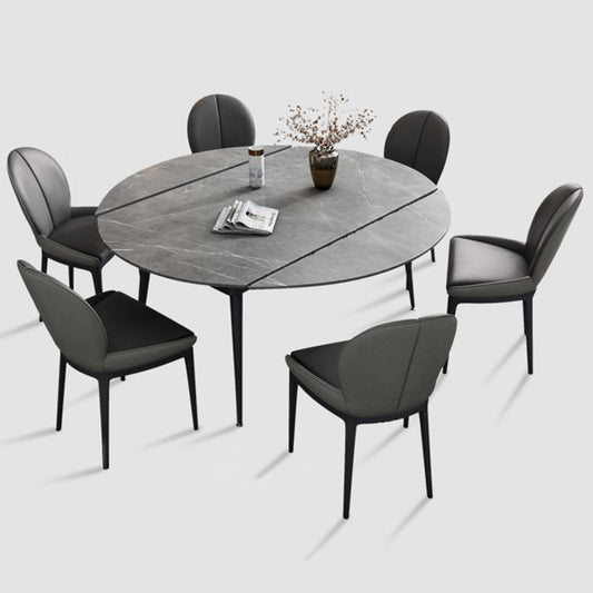 Modern Style Gray Dining Table Sintered Stone Table with 4 Legs for Kitchen