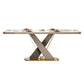 Glossy Beige Dinette Table with Metal Base Modern Dining Table for Home Clearhalo 'Dining Tables & Seating' 'Dining Tables' 'dining_table' 'furn' 'furn_dining_table' 'Furniture' 'Kitchen & Dining Furniture' 1200x1200_c781a2ec-f76d-4c15-8497-6d6a64c7120d