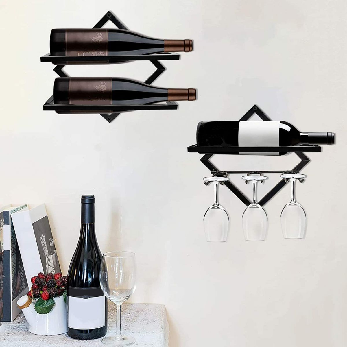 Metal Wall Mounted Wine Rack Contemporary Wine Holder for Living Room Clearhalo 'furn' 'furn_wine_racks' 'Furniture' 'Kitchen & Dining Furniture' 'Wine Racks' 'wine_racks' 1200x1200_c78275c0-3f1c-461d-9fd4-2bcd53571823