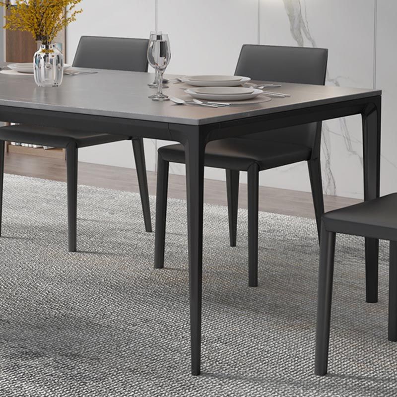 Rectangular Stone Dining Table Modern 4 Legs Furniture in Matte Finish for Home