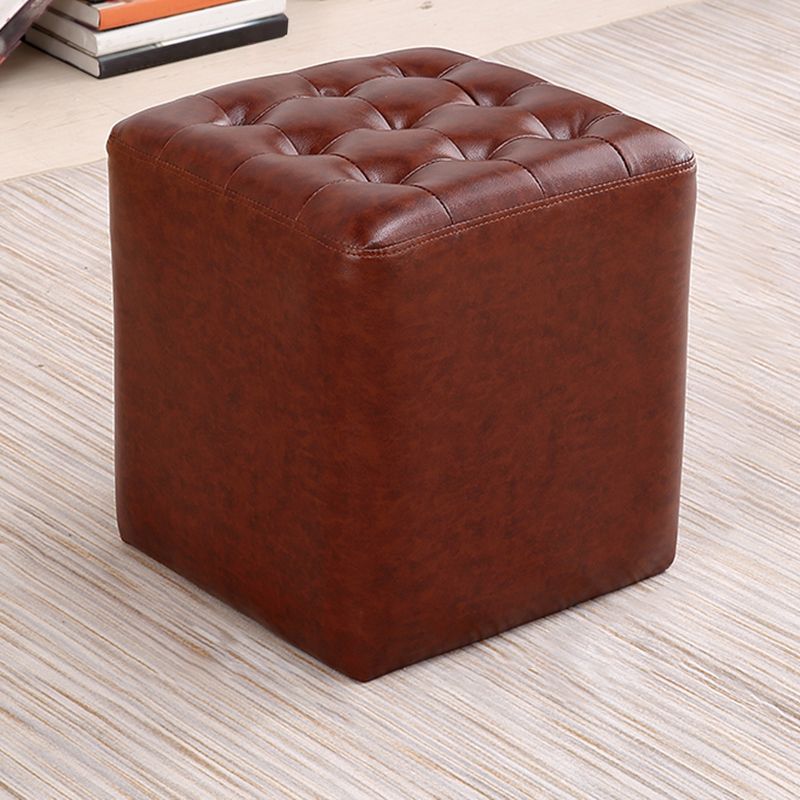 Mid-Century Modern Plain Boucle Square Pouf PU Leather Tufted Ottoman Footrest Clearhalo 'furn' 'furn_ottomans_poufs' 'Furniture' 'Living Room Furniture' 'Ottomans & Poufs' 'ottomans_poufs' 1200x1200_c782c57f-8a1c-416b-b37e-c051ae669611