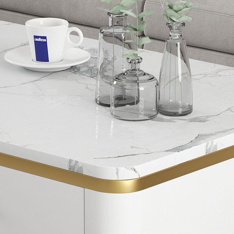 Glam Rectangle Cocktail Table with Marble Top and 1 Drawer and 1 Shelf Clearhalo 'Coffee & Accent Tables' 'Coffee Tables' 'coffee_tables' 'furn' 'furn_coffee_tables' 'Furniture' 'Living Room Furniture' 1200x1200_c786b876-577f-481a-a7cc-aa87e501d2f9