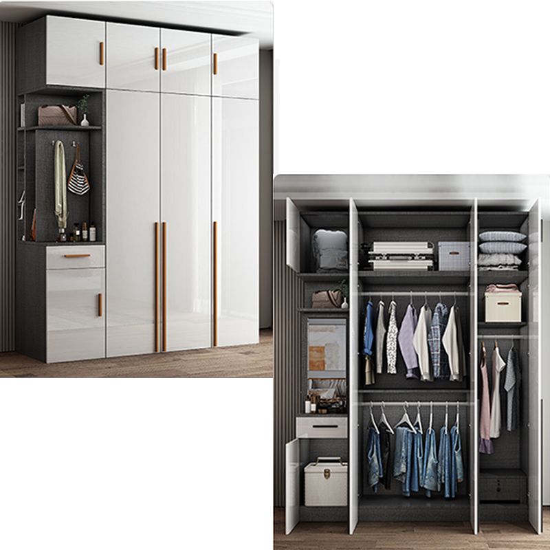 High Gloss White Modern Wardrobe Engineered Wood Storage Cabinet for Home Clearhalo 'Armoires & Wardrobes' 'armoires_wardrobes' 'Bedroom Furniture' 'furn' 'furn_armoires_wardrobes' 'Furniture' 1200x1200_c789b344-2709-4c55-a125-2d5f4cdeb804