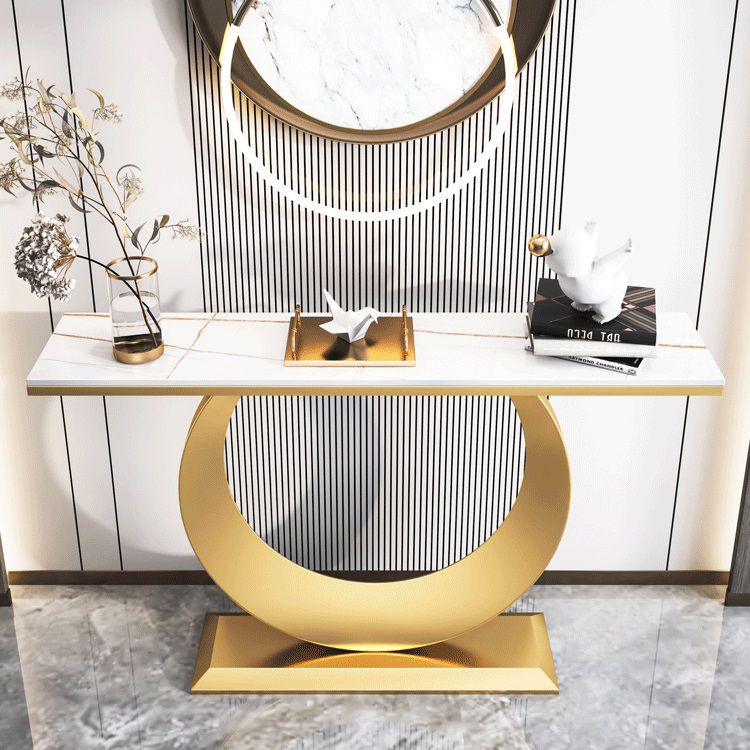 Console rettangolare glam Tabella 31,5 "Tavolo di accento in pietra alta per Hall