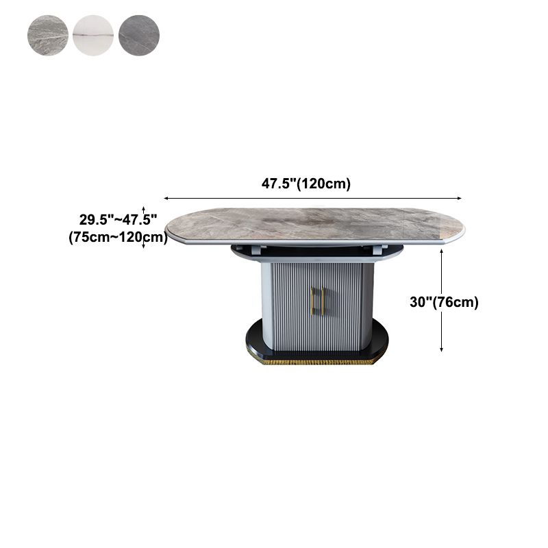 Glam Round Pedestal Dining Table Home Sintered Stone Drop-Leaf Table with Drawers Clearhalo 'Dining Tables & Seating' 'Dining Tables' 'dining_table' 'furn' 'furn_dining_table' 'Furniture' 'furniture_dining_table' 'Kitchen & Dining Furniture' 'kitchen' 'kitchen_dining_table' 1200x1200_c78a6153-68f1-4144-9d62-a1099c228e24