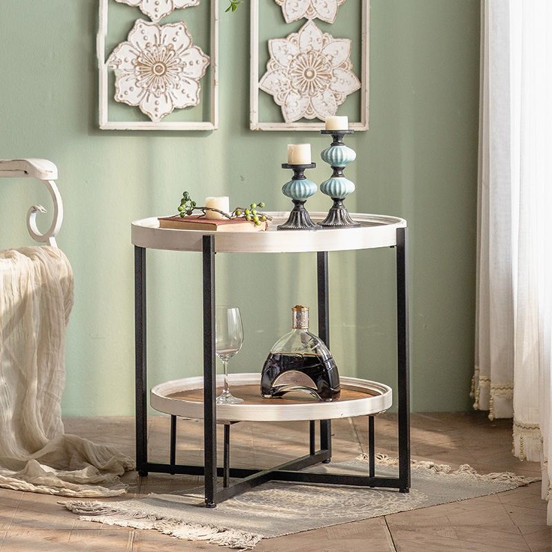 Glass Round Contemporary Coffee Table Cross Legs Single Coffee Table with Storage Clearhalo 'Coffee & Accent Tables' 'Coffee Tables' 'coffee_tables' 'furn' 'furn_coffee_tables' 'Furniture' 'Living Room Furniture' 1200x1200_c78ccc3b-4016-4807-a800-cbace841768f