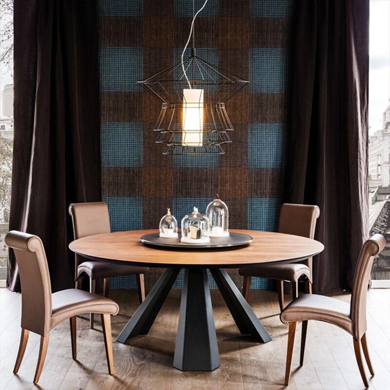 Wood Modern Round Dining Table Brown Pedestal Table without Turntable Clearhalo ' dining_table' 'Dining Tables & Seating' 'Dining Tables' 'Furniture' 'furniture_dining_table' 'Kitchen & Dining Furniture' 'kitchen&dining_furn' 'kitchen' 'kitchen_dining_table' 1200x1200_c78e420b-139f-407d-9d12-ef9691473590
