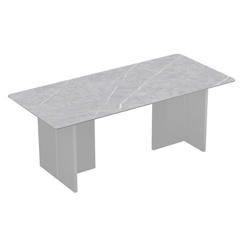 Modern Style Dining Table Rectangle Sintered Stone Double Pedestal Table for Kitchen Clearhalo ' dining_table' 'Dining Tables & Seating' 'Dining Tables' 'furn' 'furn_dining_table' 'Furniture' 'furniture_dining_table' 'Kitchen & Dining Furniture' 'kitchen&dining_furn' 'kitchen' 'kitchen_dining_table' 1200x1200_c78ec26a-ca63-4c9b-8dea-7cdd673d0fd0